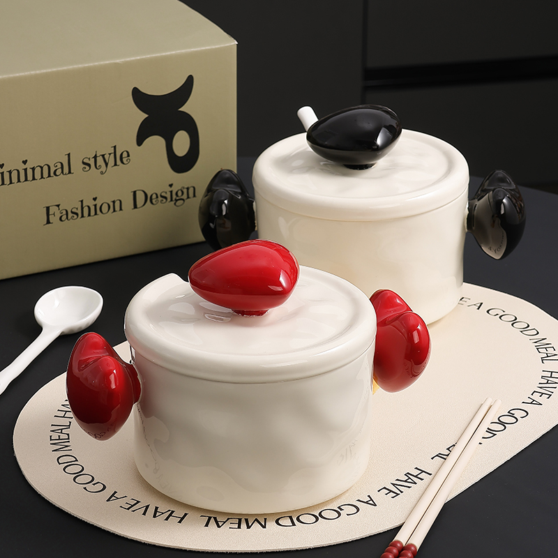 家用泡面碗有耳陶瓷碗个人专用