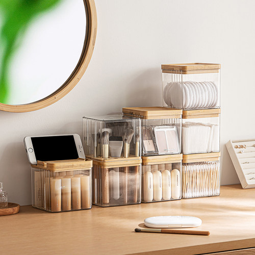 化妆刷收纳盒带盖防尘桌面置物架