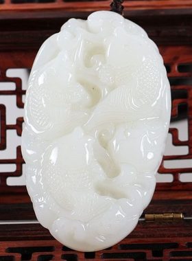籽料件白文玩新疆玩手把件玉手把件玉石把器有鱼玉年年和田玉