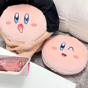 可愛動漫卡通少女心超軟星之卡比毛絨刺繡款 抱枕坐墊腰靠 包郵