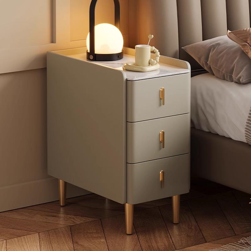 现代简约超窄小型实木床头柜家用卧室智能床边柜收纳柜三抽收纳柜