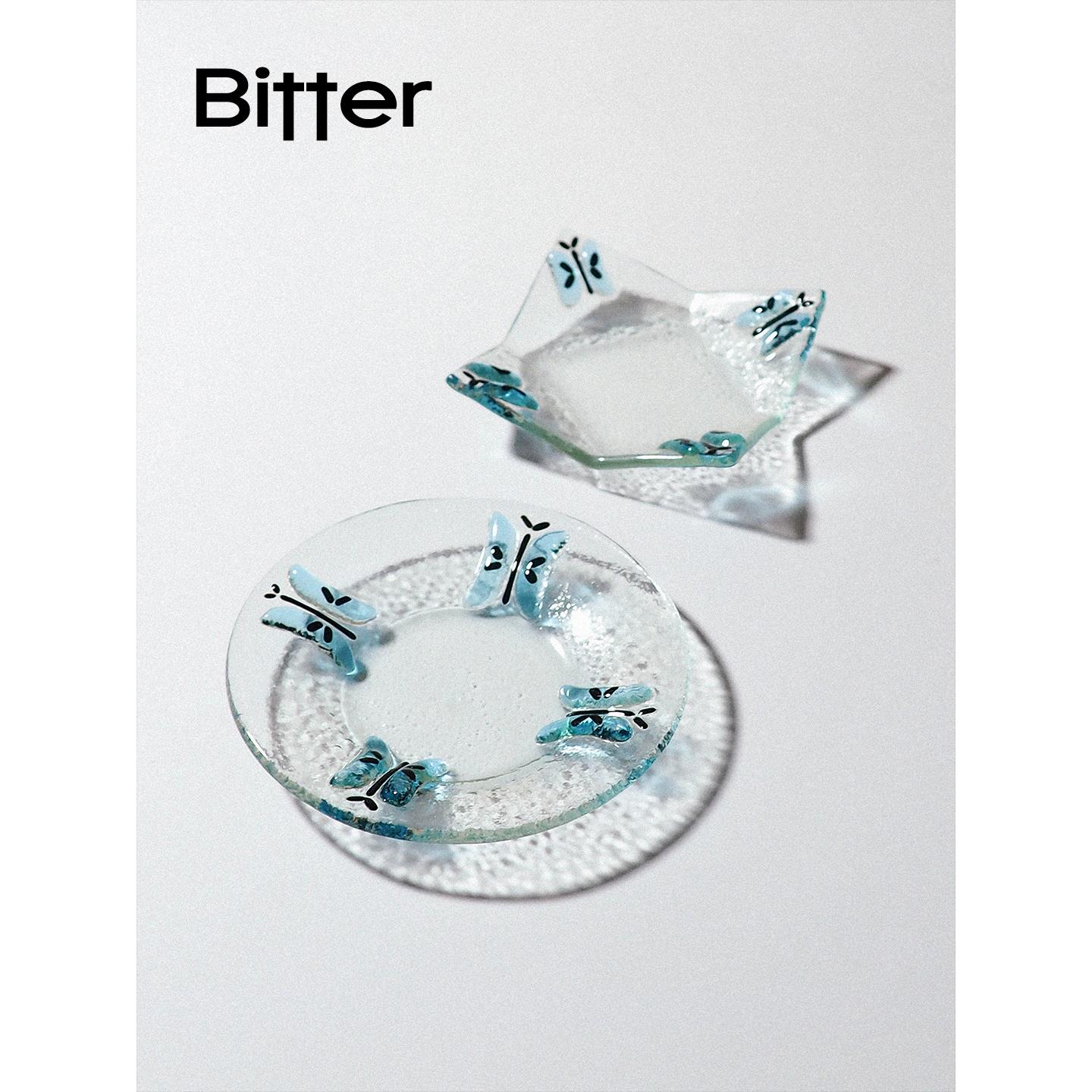 Bitter手工蝴蝶调料碟家用酱油蘸料碟覆古玻璃首饰托 托盘小号碟
