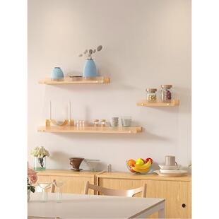 ins亚力克墙上美甲置物架实木墙壁客厅书房展示架一字隔板免打孔