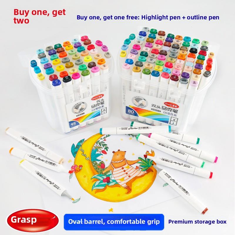 油基双头标记笔手绘设计集学生颜色笔标记笔集动漫学生绘画颜色