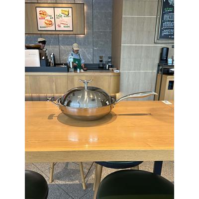 Lucuku家用304不锈钢物理无涂层锅鲸王三层钢锅32cm