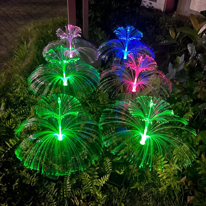 太阳能花灯仿真水母烟花灯LED户外庭院装饰草坪灯花园地插景观灯