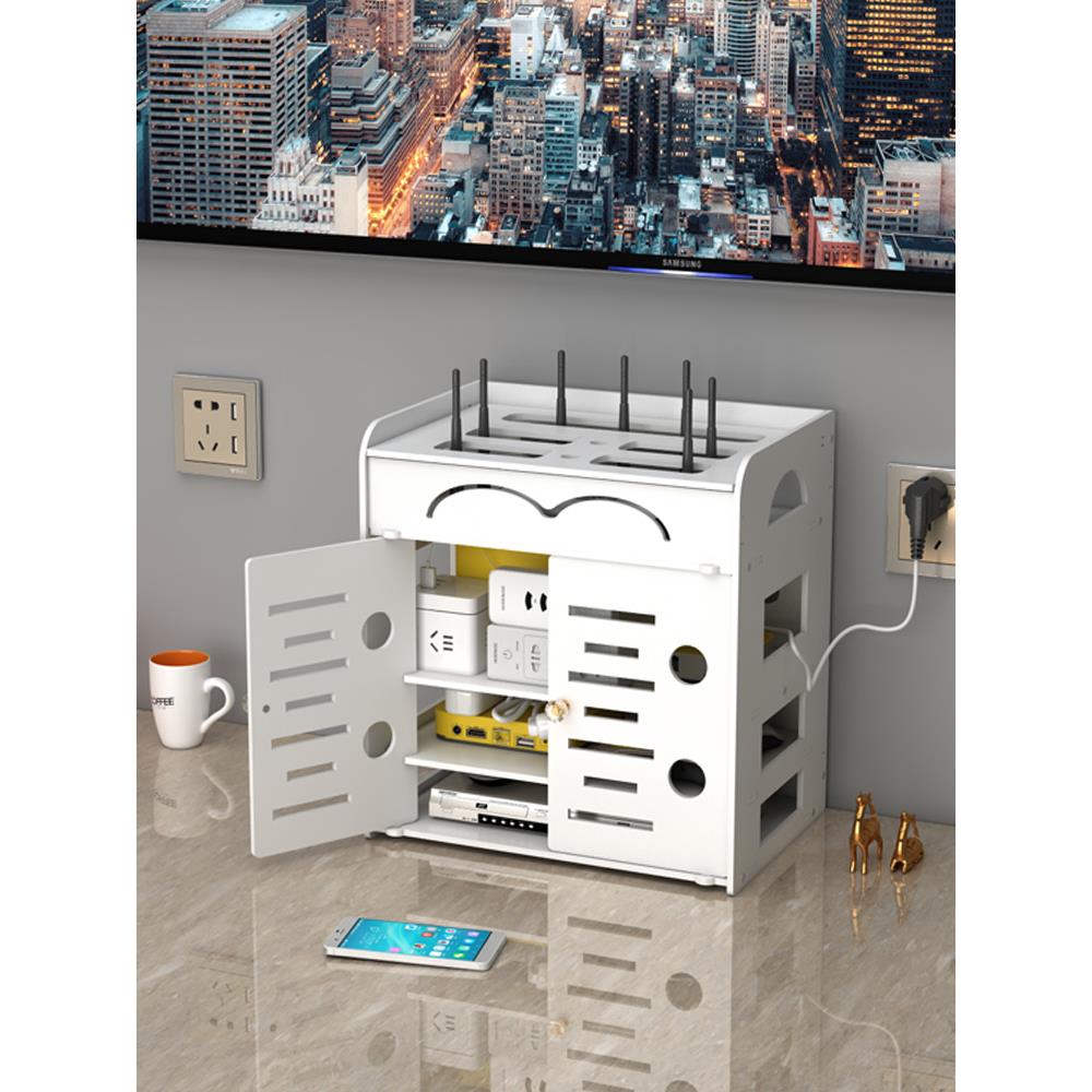 电视盒子网络机顶盒置物架光猫客厅墙上壁挂插线板路由器收纳架