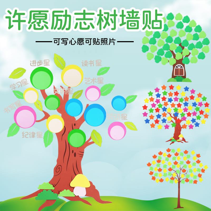 目标心愿鼓励树墙贴班级教室黑板报装饰小学幼儿园文化墙材料布置