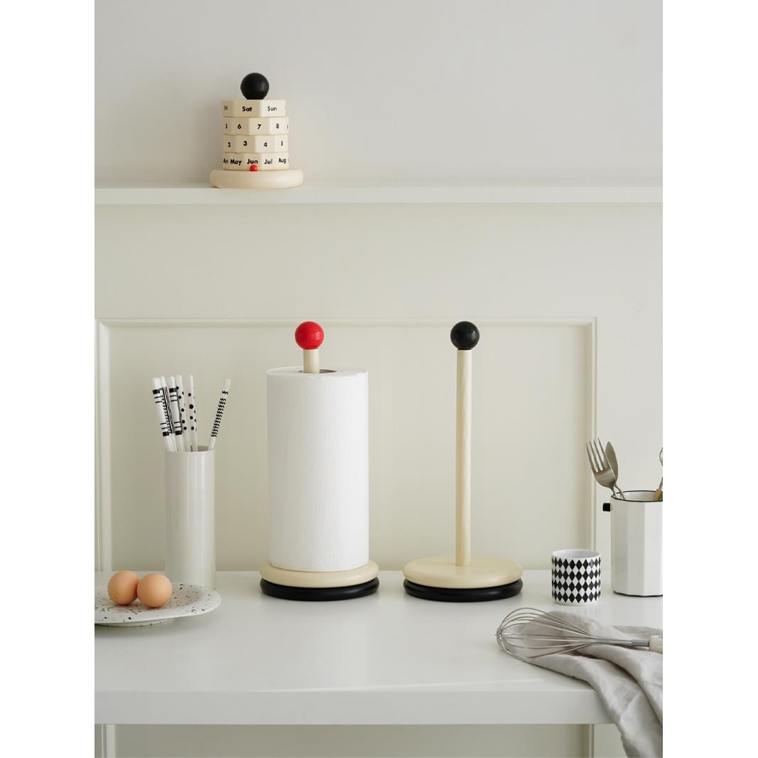 墨鱼点圆厨房纸巾架风格设计师原创木制支架创意卷纸巾架