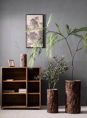 景德镇树皮纹理大花瓶庭院酒店民宿花园装饰绿色盆栽多肉植物种植