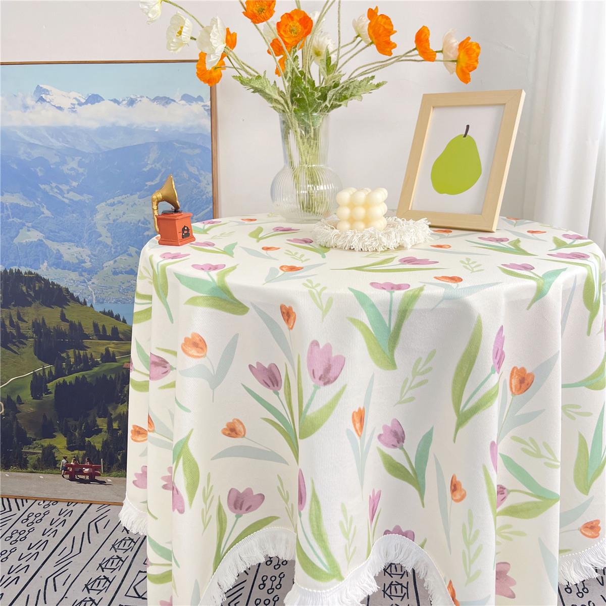 天鹅绒斯堪的纳维亚法国风格小清新可访问的豪华蕾丝流苏蕾丝花桌