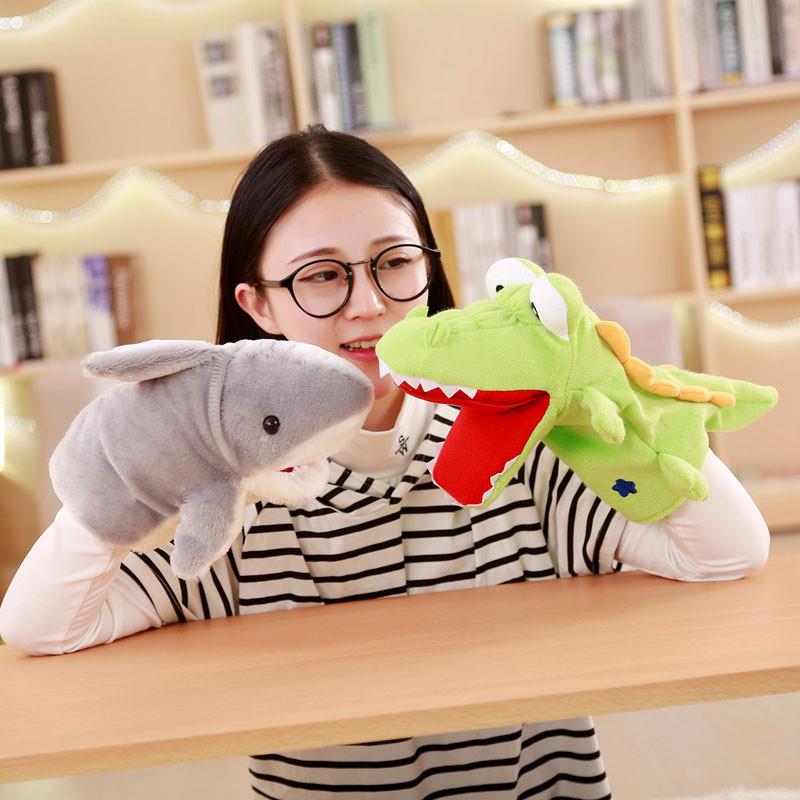 可张嘴手偶玩具动物手套娃娃鲨鱼鳄鱼毛绒玩偶婴儿童小剧场表演台