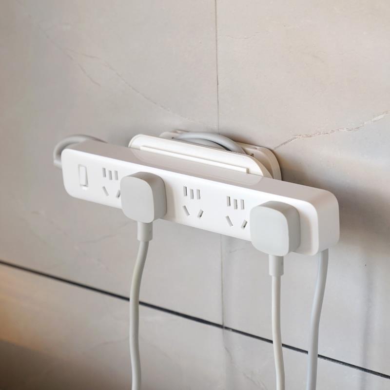 插排固定器墙面排插墙上免打孔强力无痕壁挂路由器插座绕线理线器