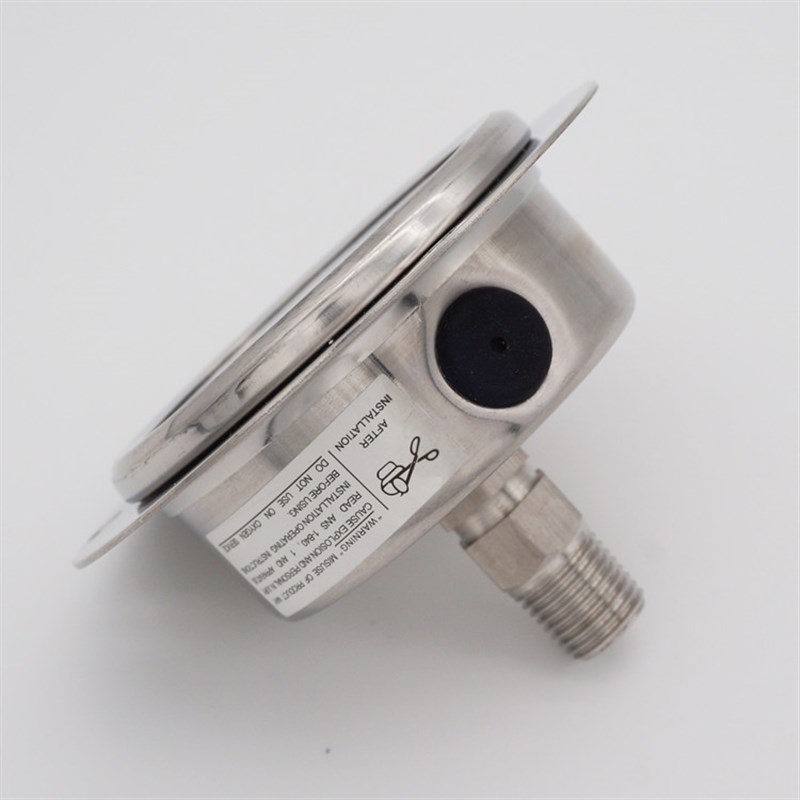 轴向带边 耐高温 防腐 不锈钢压力表Y60BF-ZT 10Mbar PT1/4材质30