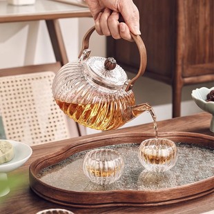 泡花茶壶玻璃煮茶壶家用耐高温提梁单壶电陶炉专用透明烧水壶 中式