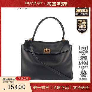 中古9新BALENCIAGA(巴黎世家)RODEO黑色光滑牛皮迷你单肩包