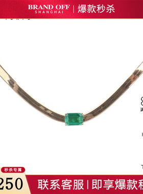 中古95新赞比亚祖母绿蛇骨项链K18黄金415cm