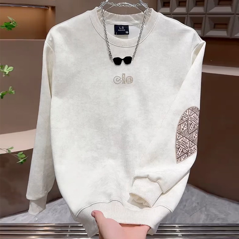 欧洲站潮牌圆领卫衣男2025春秋季新款宽松薄款打底衫男士长袖T恤