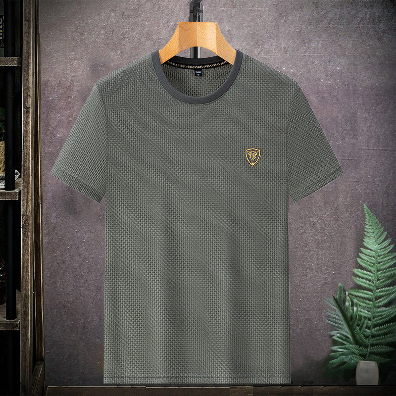 2026夏季新款男士冰丝短袖T恤大码半袖体恤衫透气速干男装上衣服