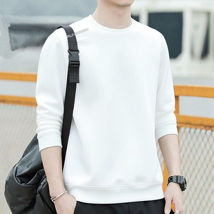 品牌2025春秋新款圆领宽松卫衣男士纯棉薄款潮牌印花大码长袖t恤