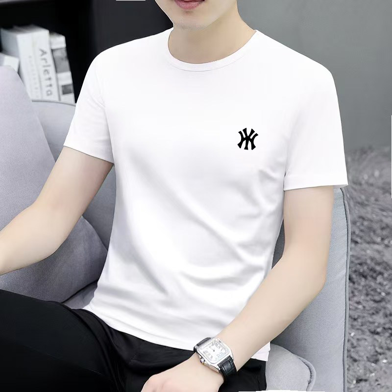 2026夏季新款冰爽棉短袖t恤男潮牌印花圆领修身薄款透气男士上衣