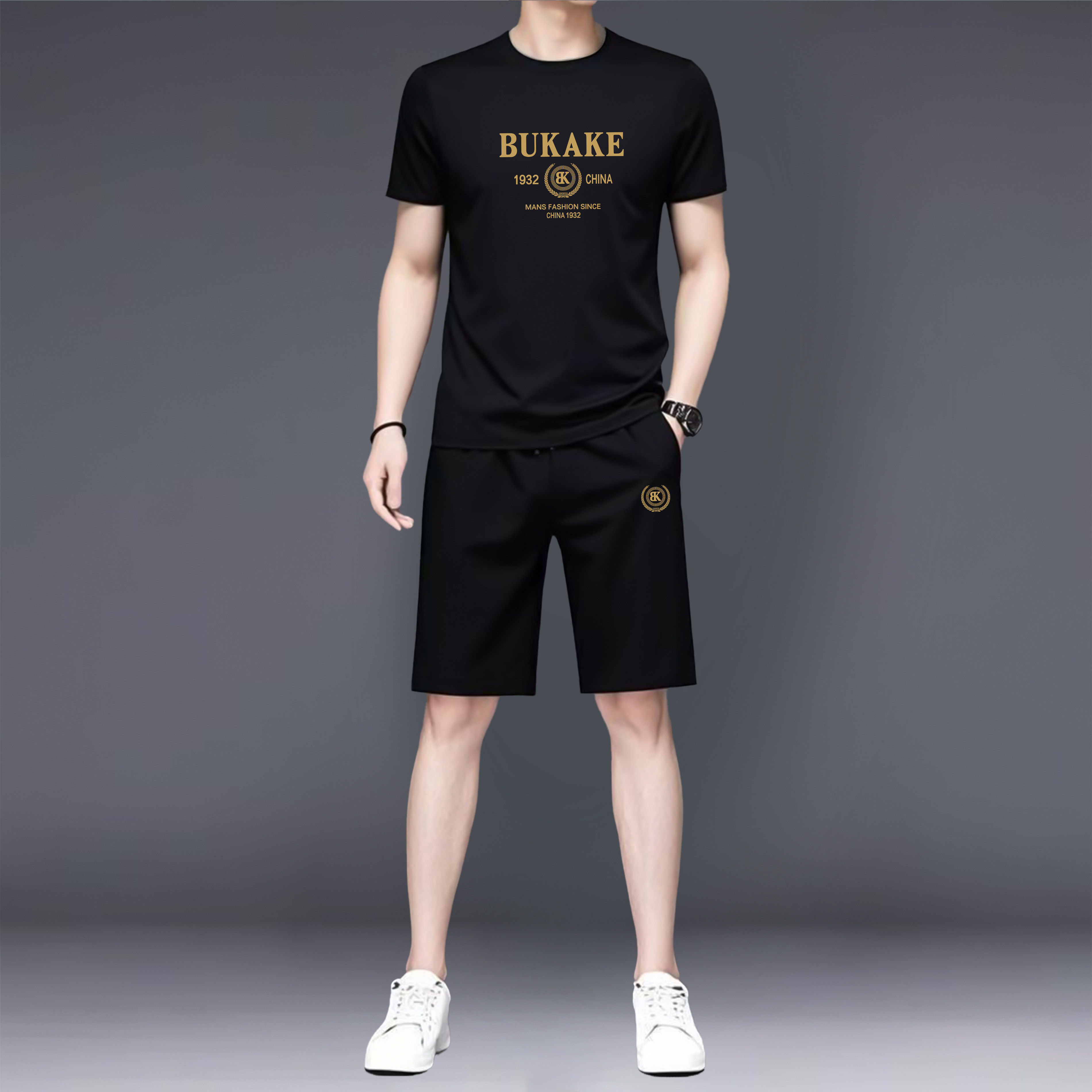 运动套装男2026夏季新款休闲冰丝透气短袖五分裤时尚搭配潮牌男装