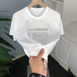 潮牌新款ins超火短袖t恤男青年夏季潮流修身简约帅气字母印花体恤