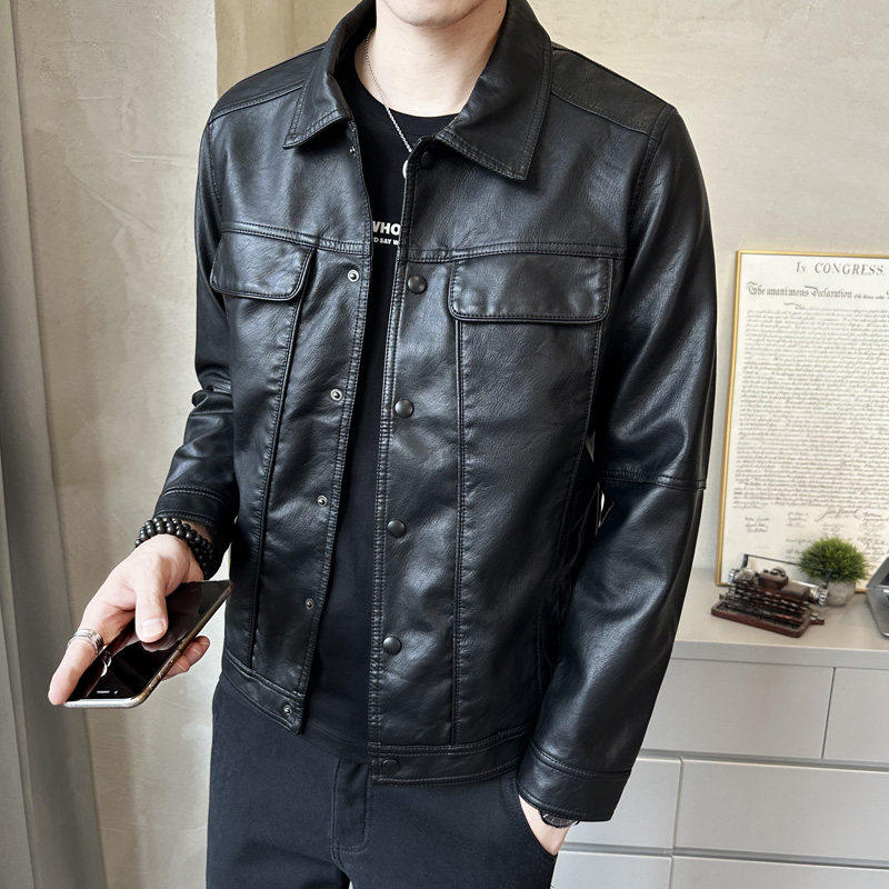 2026新款皮衣外套男高品质绵羊皮复古机车男士潮流翻领真皮夹克帅