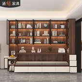 转角卡座书柜组合储物带抽屉展示柜现代简约落地一体整墙书架7F61