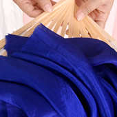 真丝古典舞跳舞扇大双面宝蓝渐变色胶州秧歌广场舞舞蹈扇子长绸扇