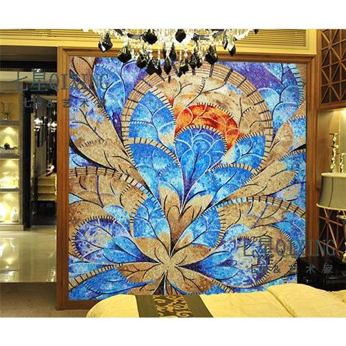 新品玻璃精剪画瓷砖马赛克背景墙简约现代客厅拼图玄关拼花装饰画图片