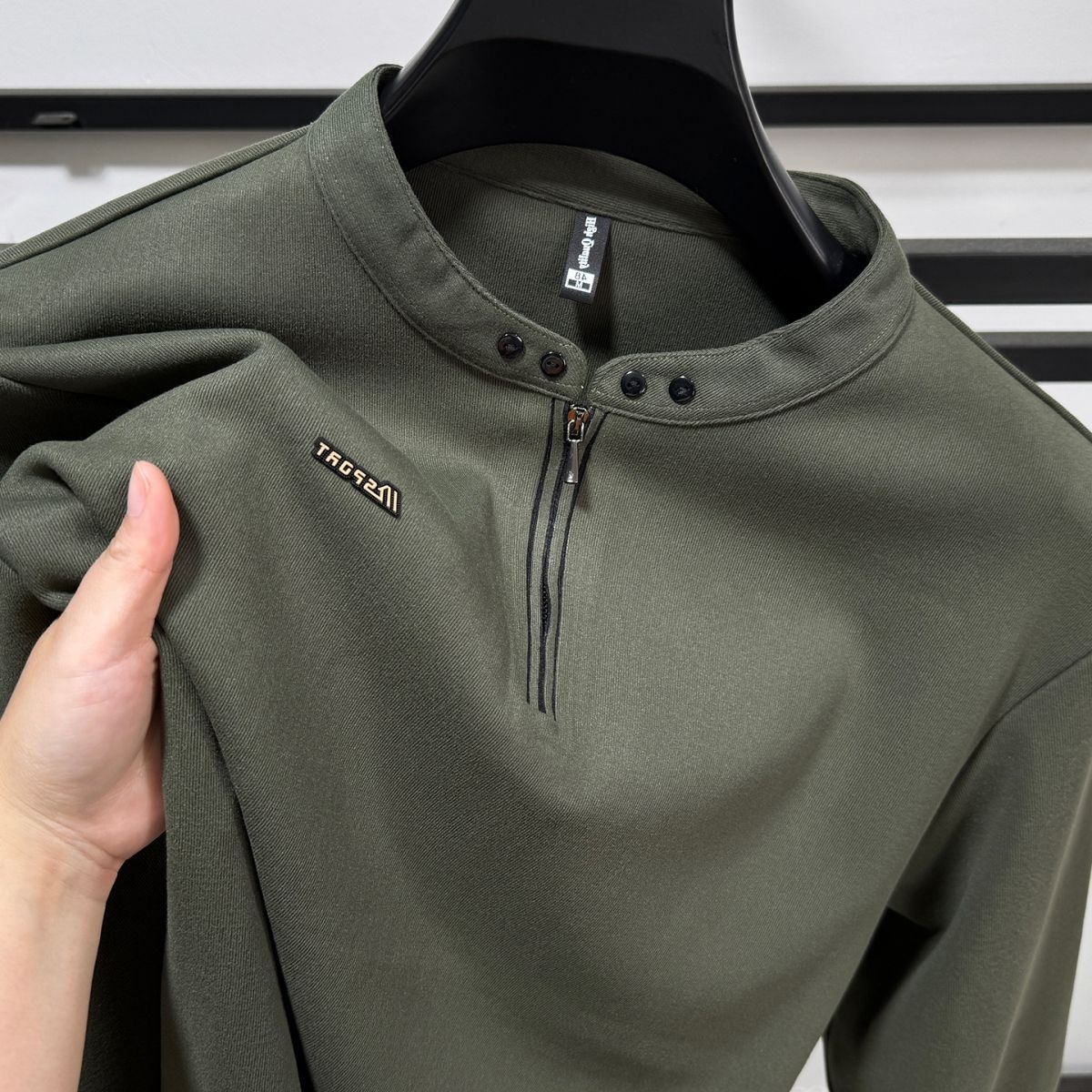 2025秋冬亨利衫立领卫衣男士大码运动半拉链长袖T恤立体印花上衣