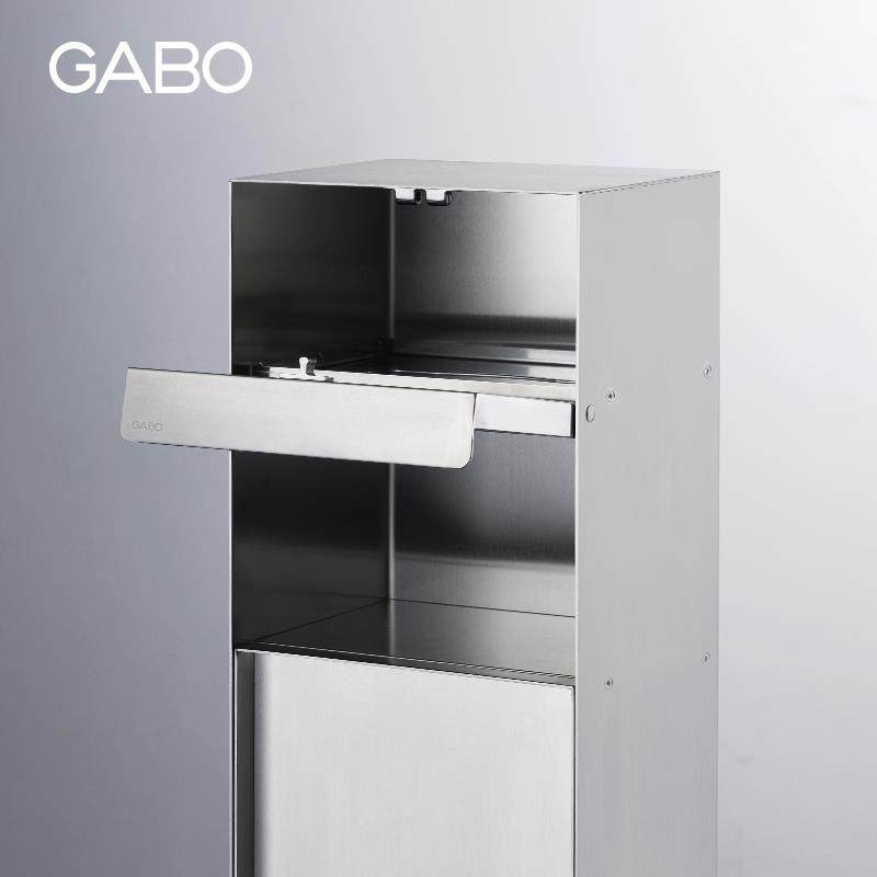 定制观博GABO 不锈钢隐藏式垃圾桶酒店入墙式马桶刷纸巾盒2722-P