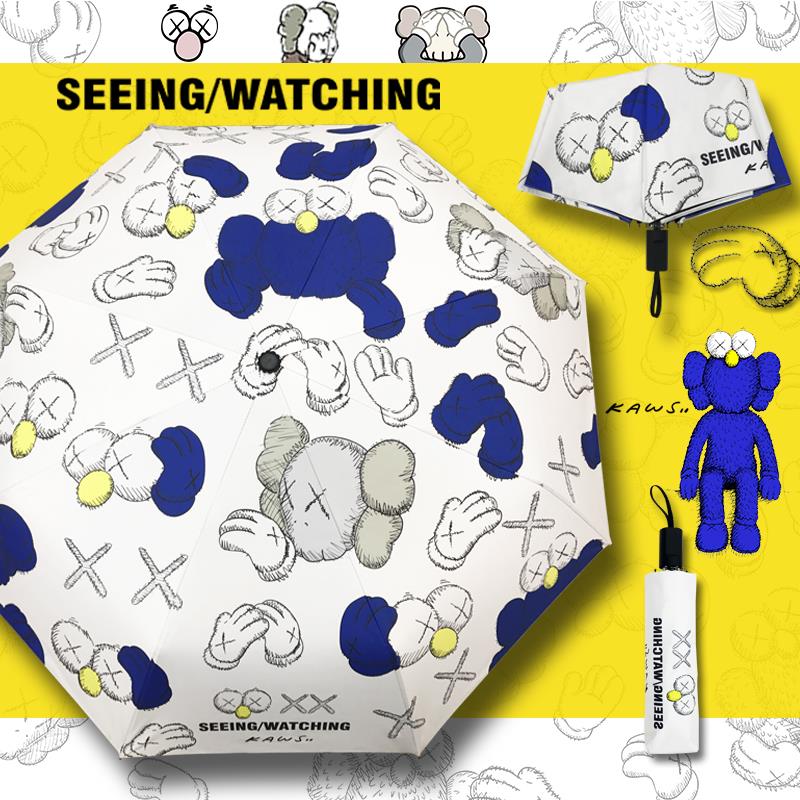 KAWS芝麻街全自动雨伞潮牌防晒防紫外线折叠遮阳女晴雨两用太阳伞
