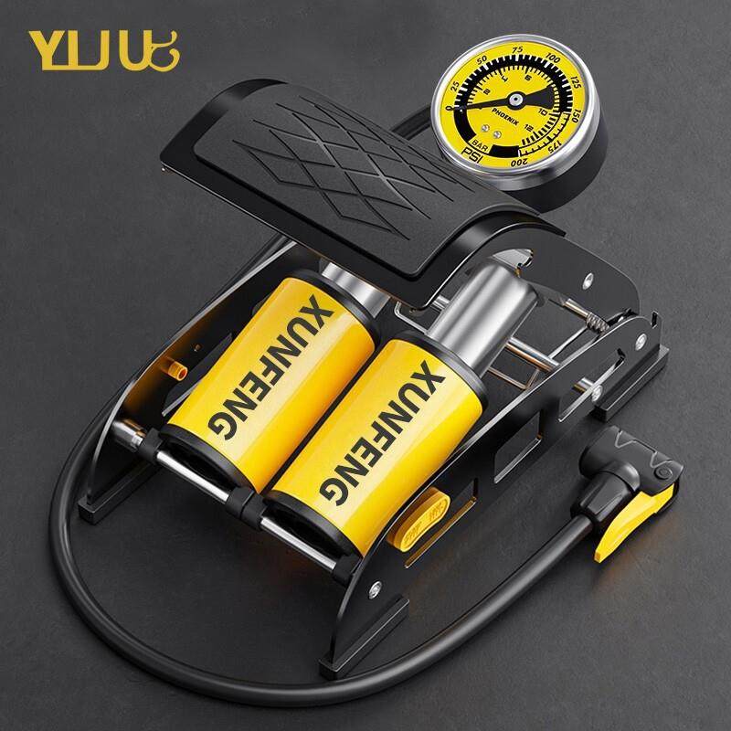 戴升脚踩打气筒汽车用自行车高压式电动机车脚踏家用车载充气泵