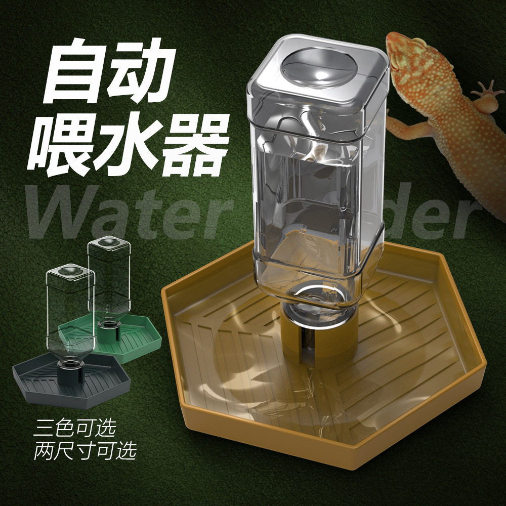 爬宠自动饮水器陆龟半水龟鬃狮蜥蜴黄缘爬虫水盆塑料喂水食盘水盘