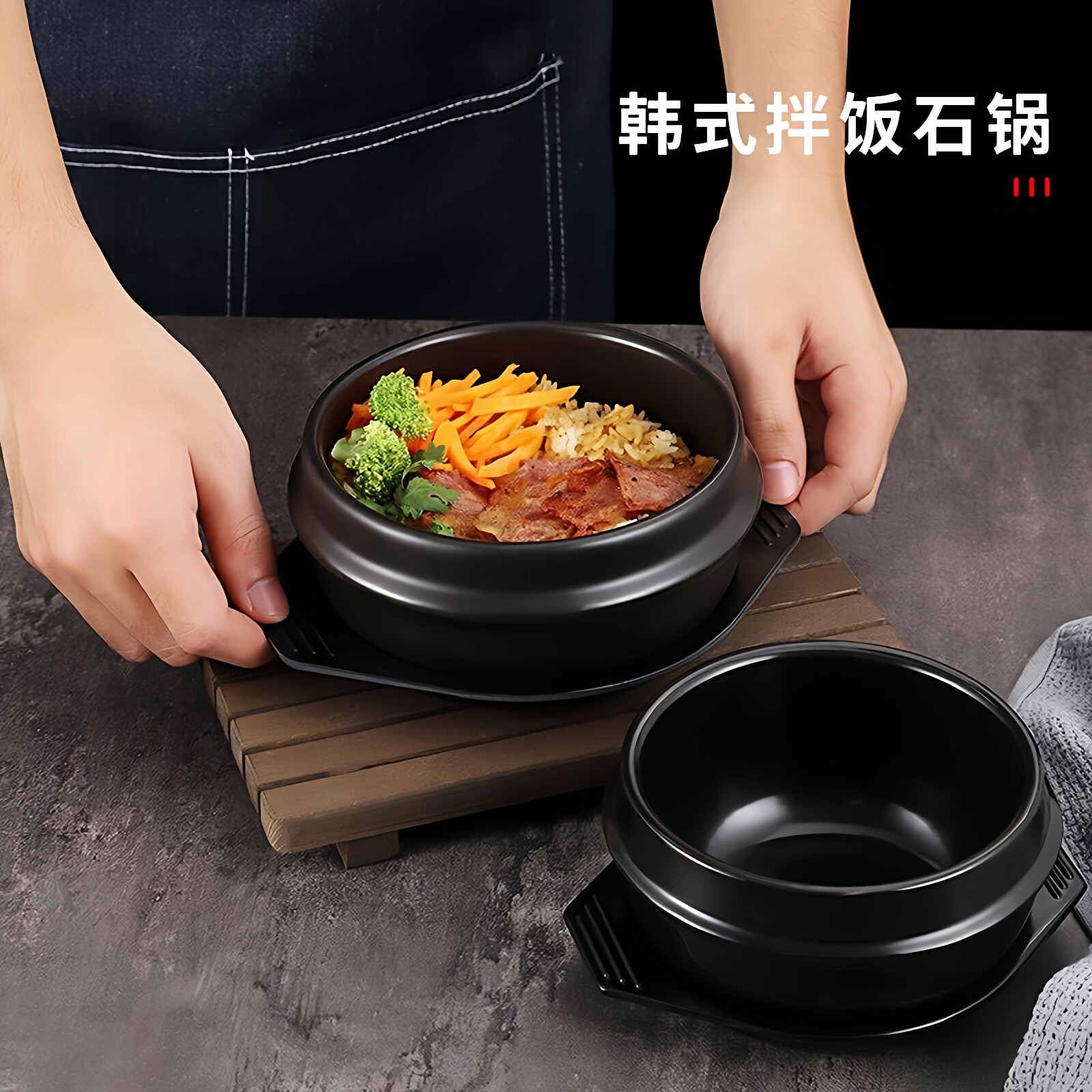 韩国石锅拌饭石锅韩式料理砂锅耐高温煲仔饭大酱汤专用料理店餐具