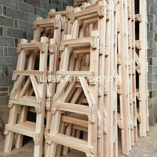 装修实木木梯家用人字梯双侧水电走梯室内室外工程木梯直梯置物架