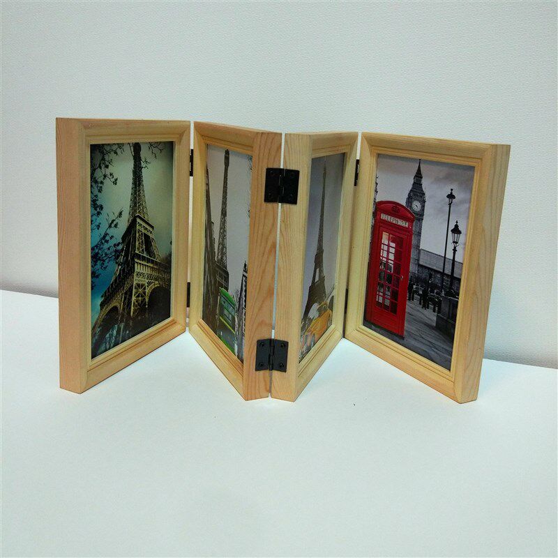 欧式实木组合相框两联折叠屏风6 7 8 10寸A4合页全家福像框包邮