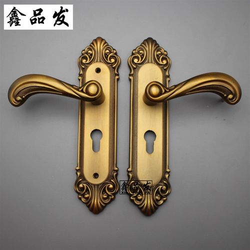 铝合金室内锁黄古铜色全铝实心把手 小50木门锁 实木门锁轴承锁体