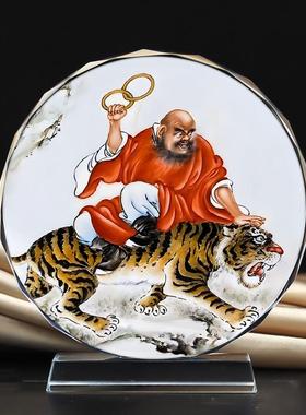 定制伏虎，罗汉小镇，屋主，佛像肖像，水晶桌工艺品，家居装饰饰