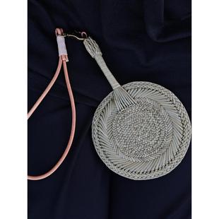 便携耐 非遗夏日迷你圆扇 夏日手工稻草扇 天然编织吊坠香蒲扇