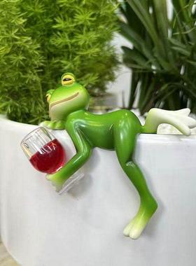 模拟青蛙挂装饰动物饰品壶挂玻璃鱼缸边挂件户外花园花盆边
