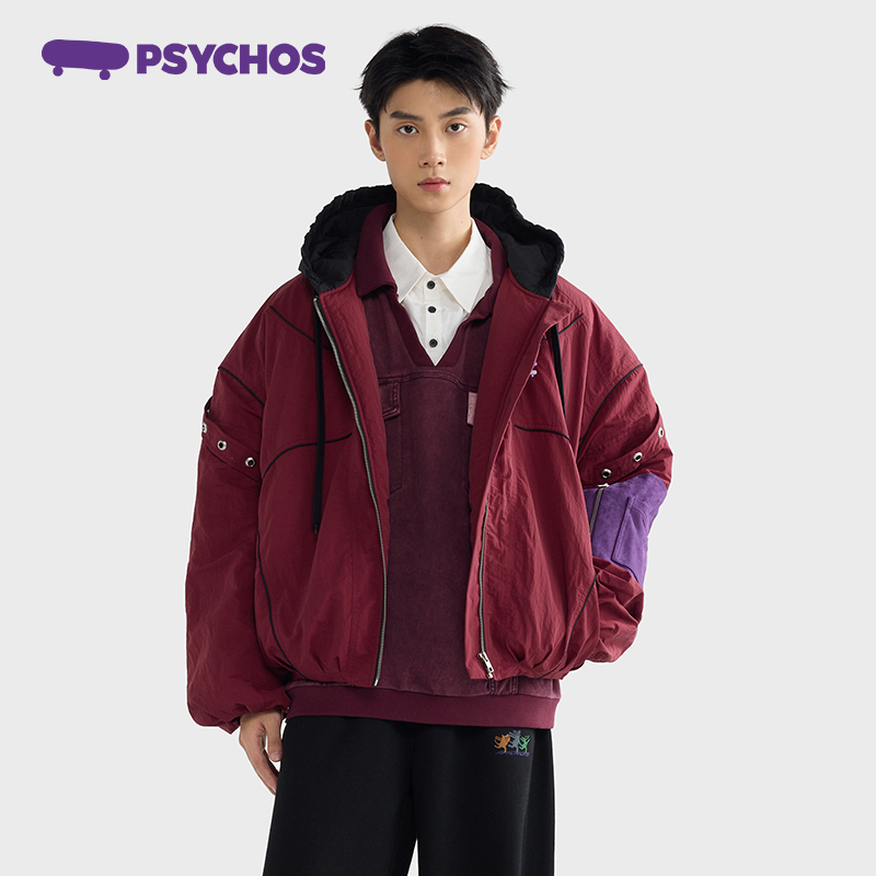PSYCHOS肯豆风刺绣连帽棉服外套