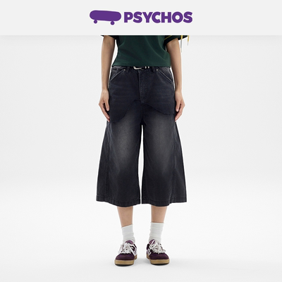 PSYCHOS美式复古阔腿休闲牛仔裤
