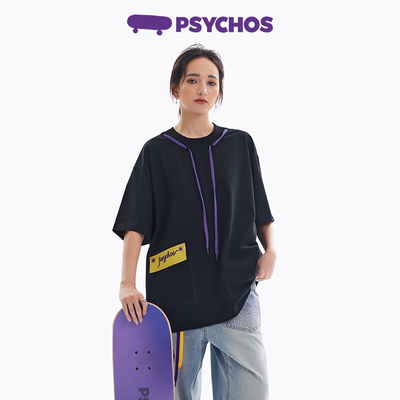 Psychos刺绣设计重磅纯棉短袖T恤