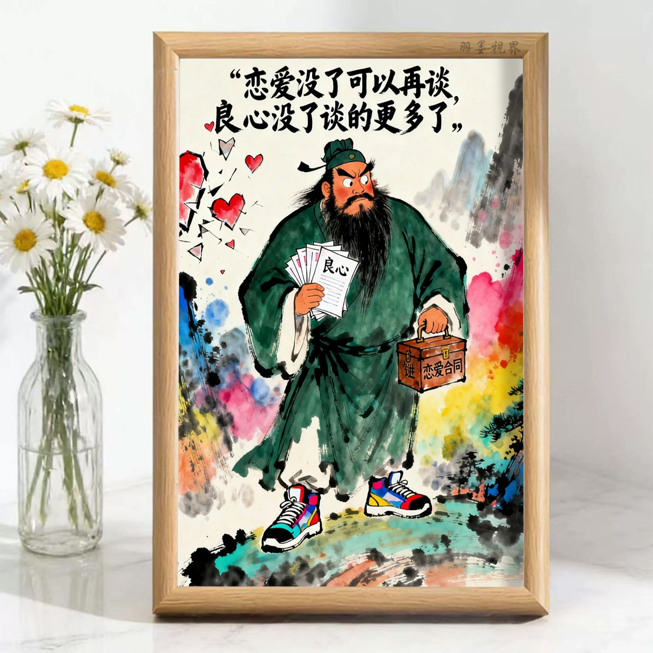 搞怪关公趣味装饰相框摆件摆台