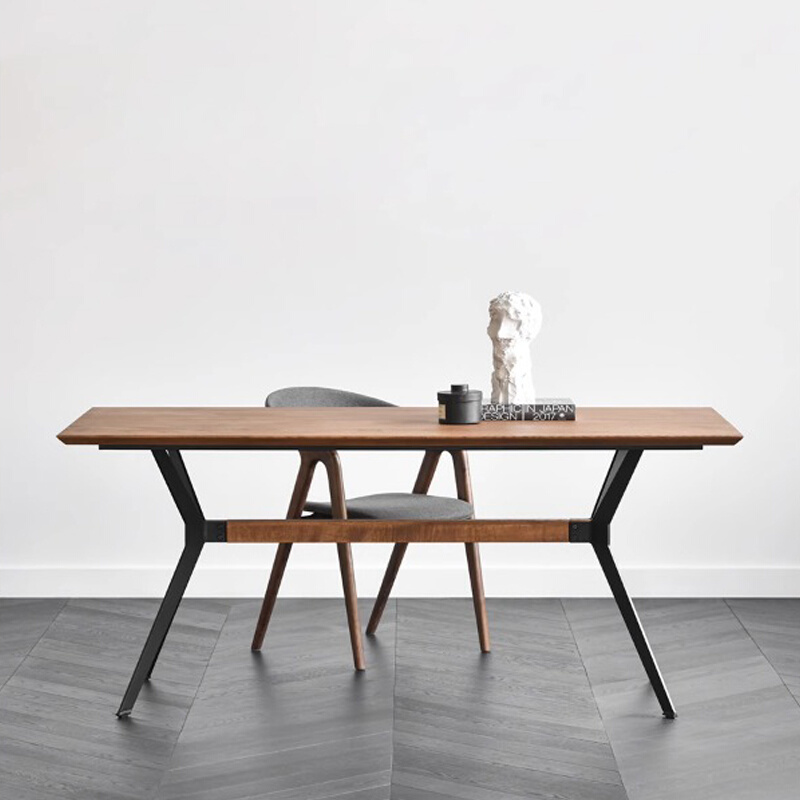 长方形餐桌椅2024新款中用纯实木头大板饭桌子白蜡原木侘寂风