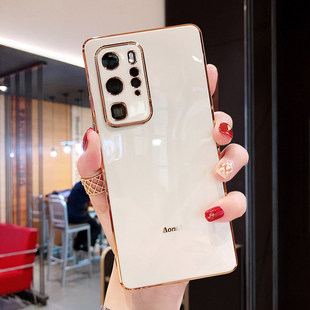 纯色电镀适用华为p30手机壳2021新款p40pro保护壳女网红ins时尚p30por镜头全包防摔p40高档曲屏硅胶外壳