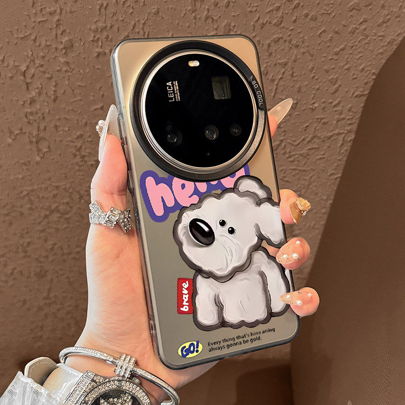 适用小米15ultra手机壳油画歪头小狗15pro新款高级感xiaomi14全包防摔超薄硅胶13的男女款保护套小众创意好看